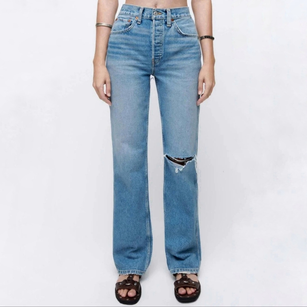 Re/Done NWT 90s High Rise Loose Denim Jeans in Worn Heather Blue